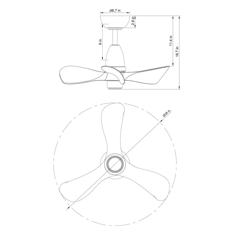28-in Reversible 3-Blade Ceiling Fan with Remote Control