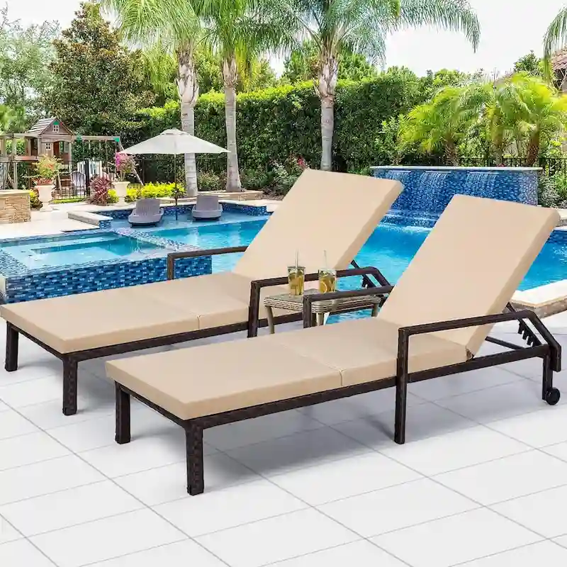 AECOJOY Patio Lounge Chair, Adjustable Poolside Chaise Lounge