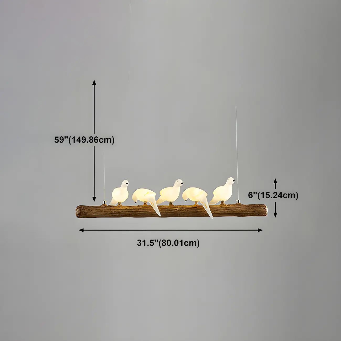 Rustic Wood LED Bird Island Chandelier