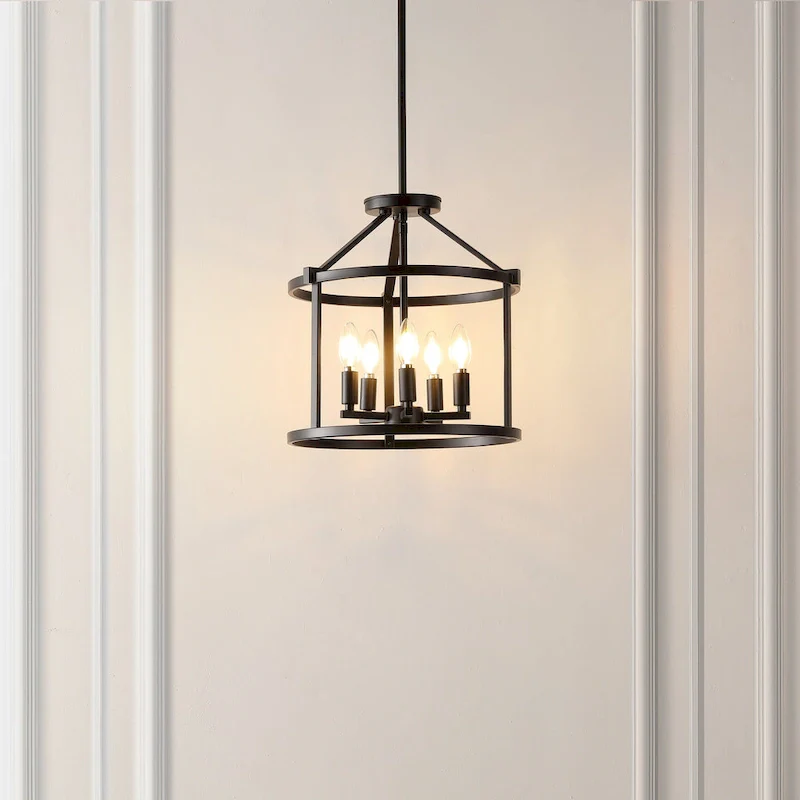 SAFAVIEH Lighting Sevcan 15  Modern & Contemporary Pendant (5-Bulb) - 15  W x 15  D x 55  H - Black - 15Wx15Dx55H