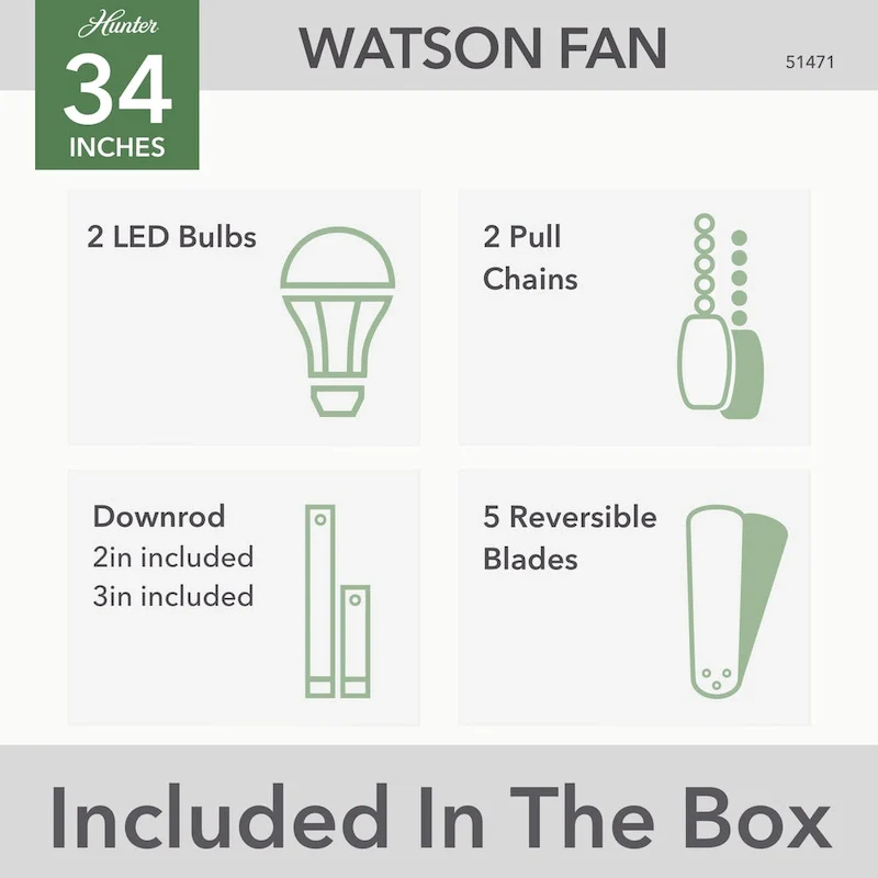 Hunter Fan 34  Watson - White
