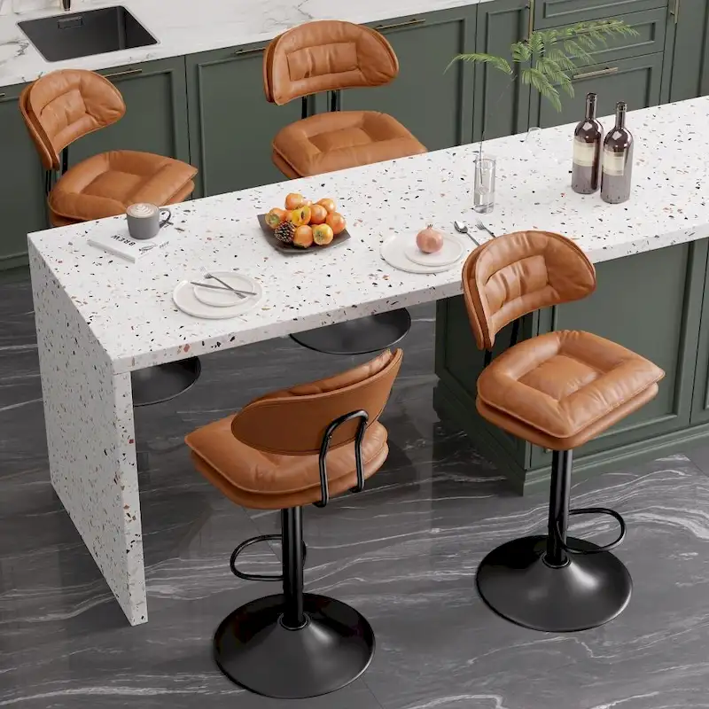 Set of 2 Swivel Bar Stools Adjustable Counter Height