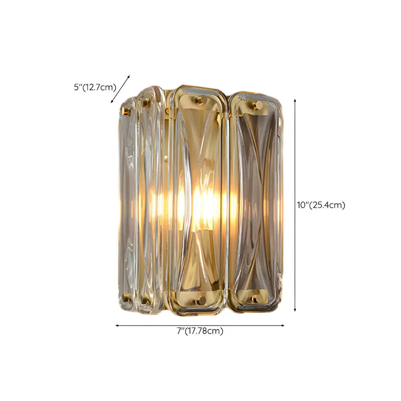 Modern Gold Metal Clear Glass Geometry Wall Sconce