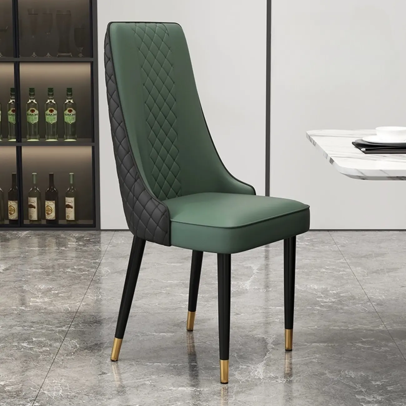 Modern Leather Full Back Upholstered Dining Chair