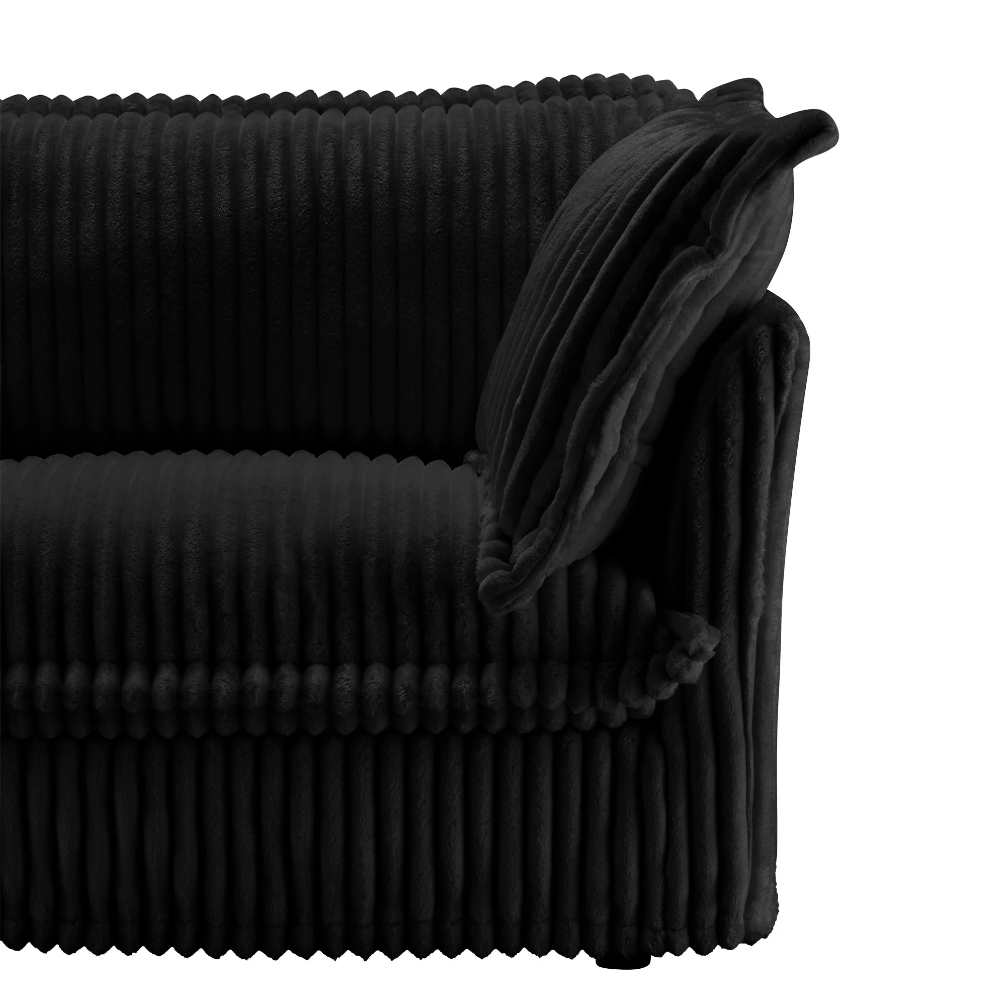 Walker Edison | Cloud Slipcovered Black Sectional Sofa with Ottoman