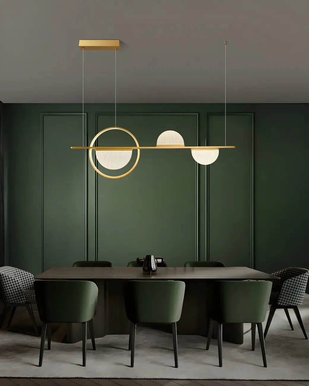 Modern Brass Semicircle Island Pendant Light