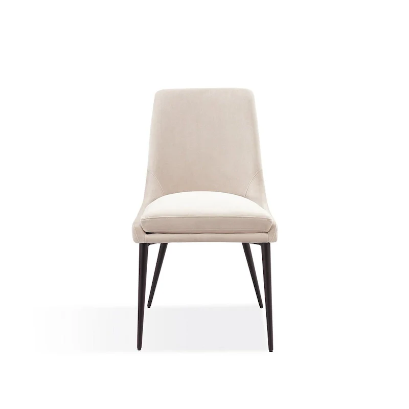 Wils 20 Inch Set of 2 Dining Chairs, Cream Velvet, Gold Tapered Metal Legs