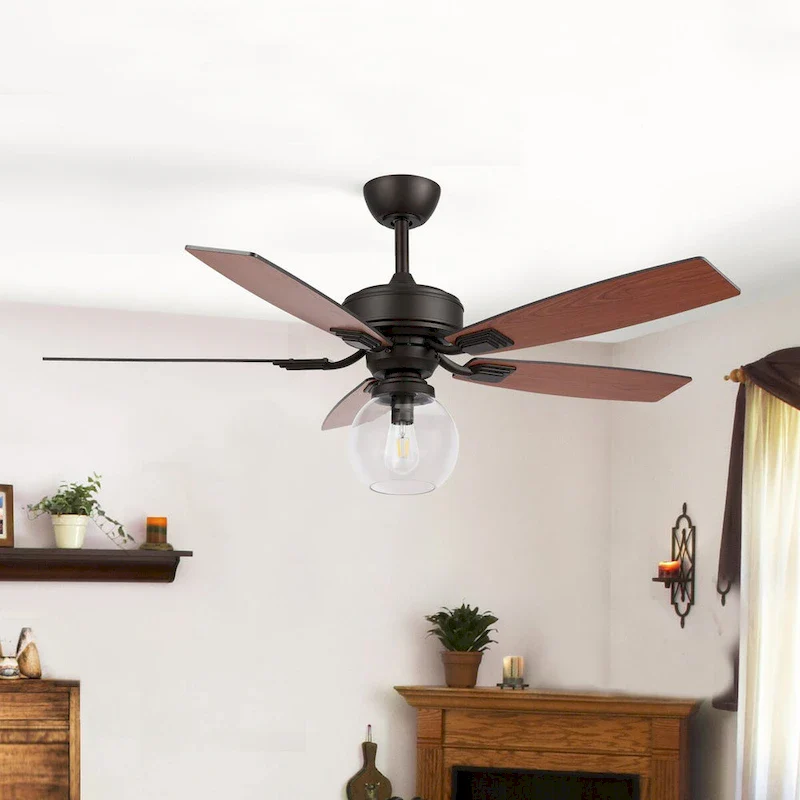 GetLedel 52-inch Industrial 5-Blade Reversible Ceiling Fan with Light and Remote Control