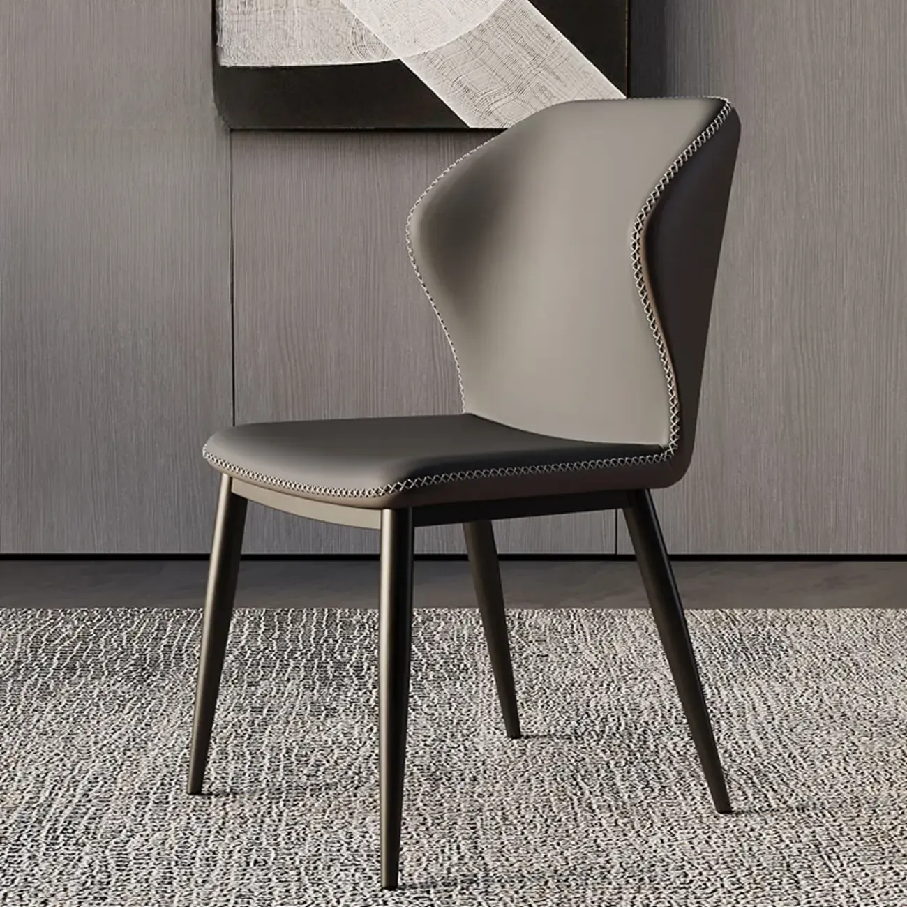 Scandinavian Faux Leather Wingback Dining Chairs