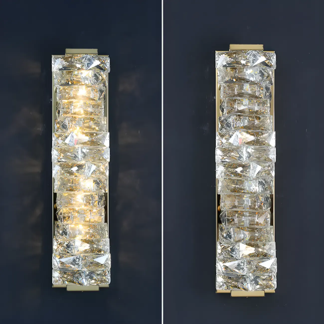 2-Light Geometric Wall Light with Clear Crystal