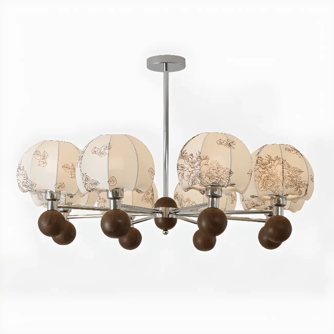 Rustic Beige Flower Fabric Elegant Chandelier