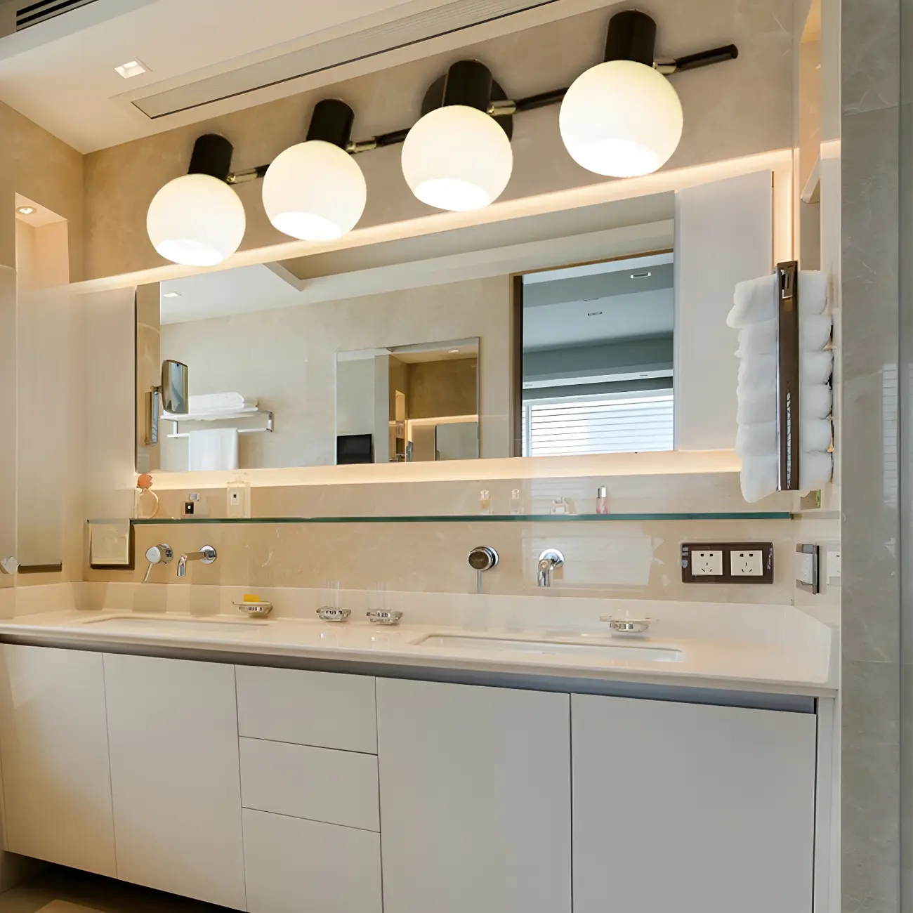 Modern Metal Black Glass Dome Bathroom Vanity Light