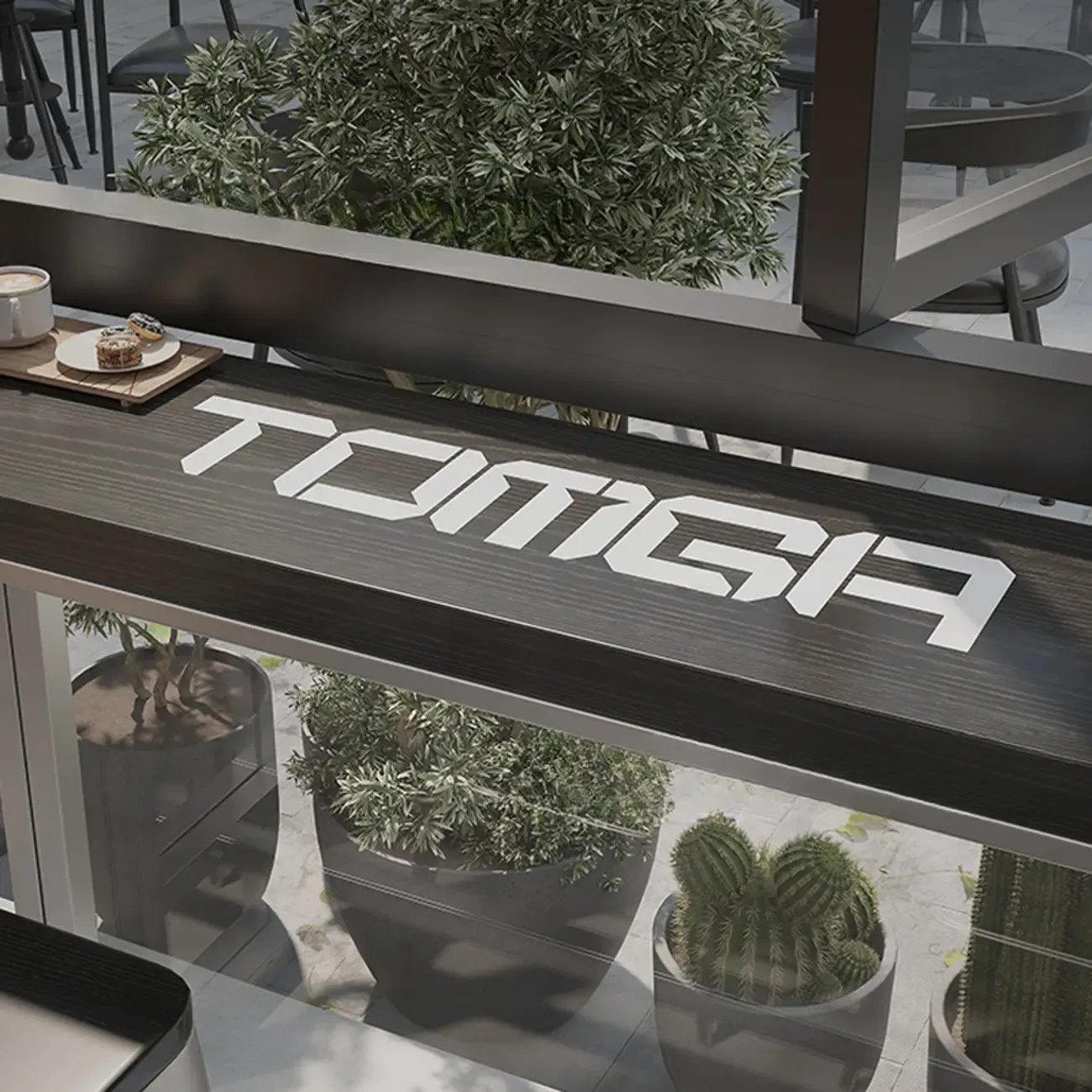 Steampunk Midnight Black Bar Table Set with Backless Stools