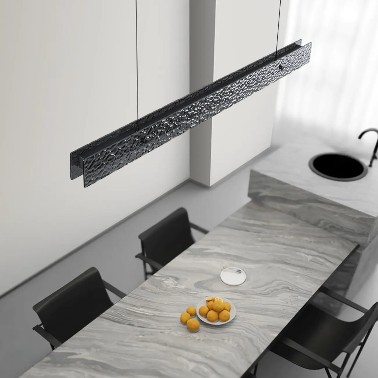 Black Rectangular Dimmable LED Kitchen Island Pendant Light