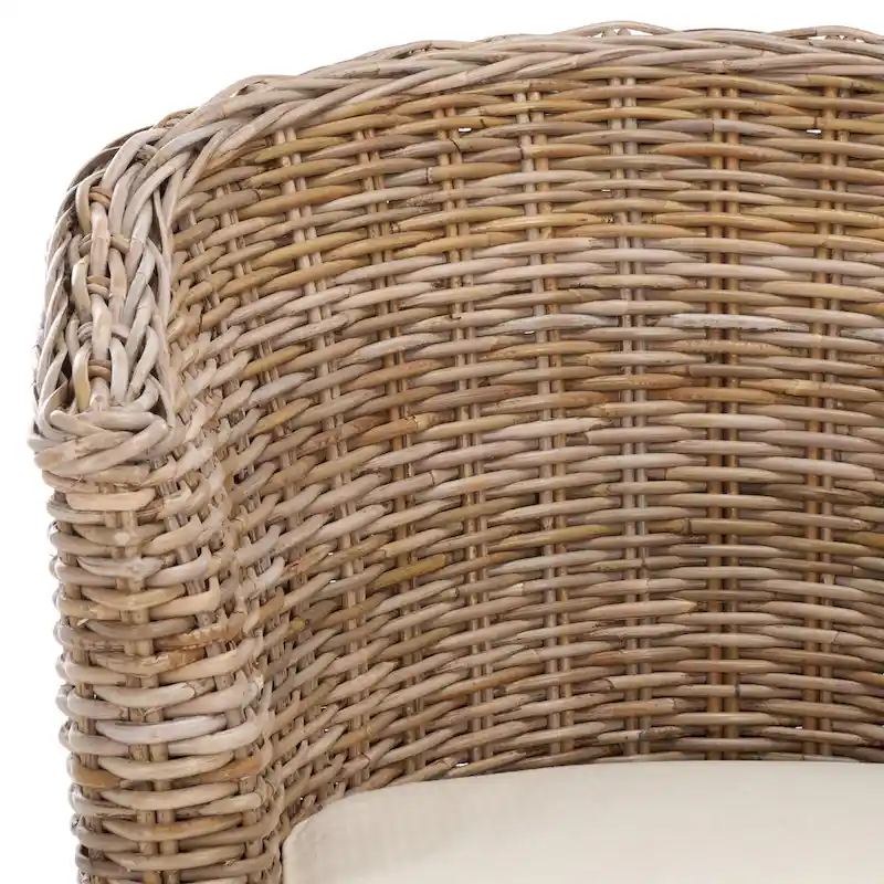 SAFAVIEH Charla Rattan Barrel Chair with Cushion - 29.1 x 27.2 x 32.7 - 29Wx27Dx33H