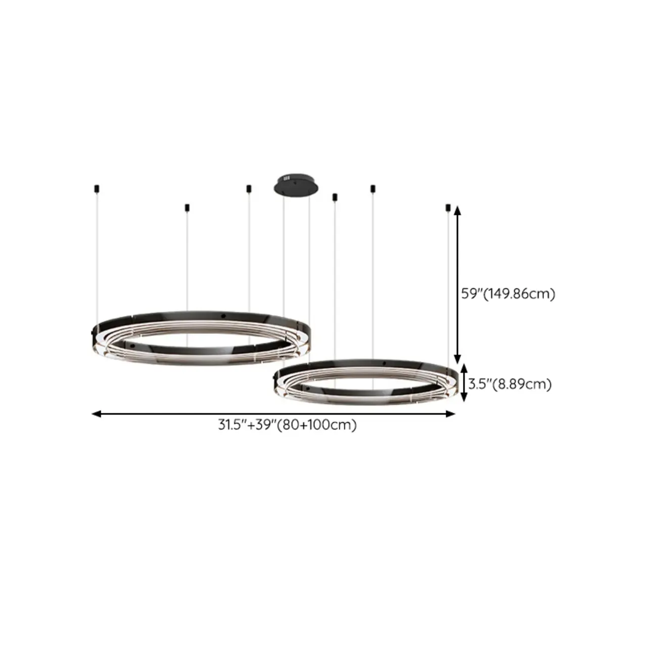 Modern LED Round Metal Chandelier with Flexible Height