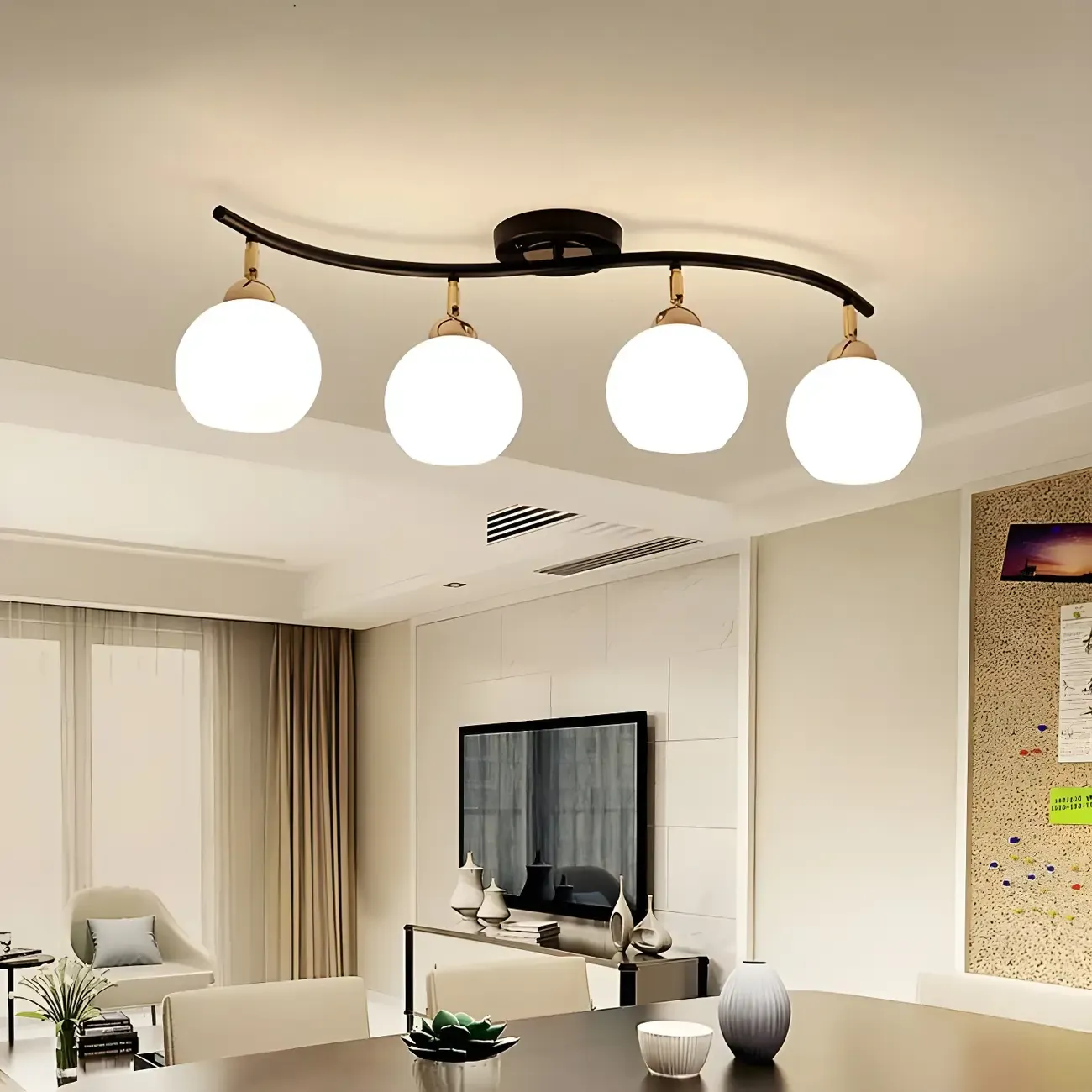 Modern Curved White Glass Dome Semi Flush Track Light