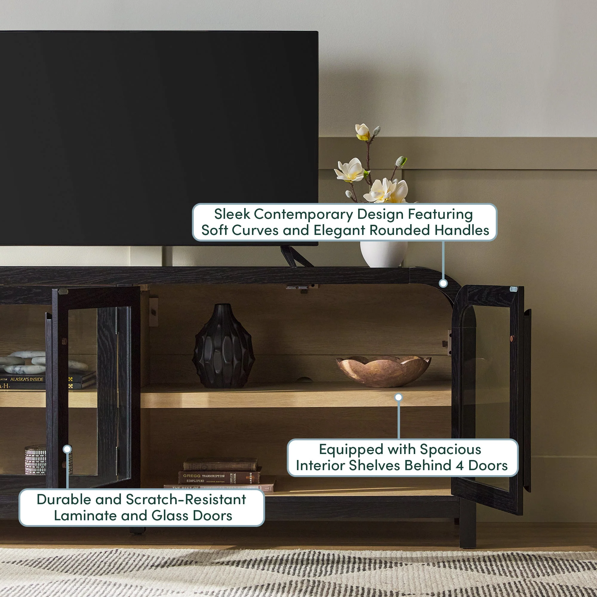 Chantelle Modern Curve Easy Assembly TV?Stand