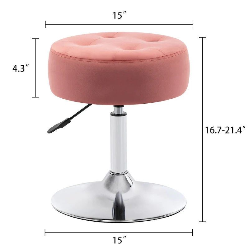 Adjustable Height Round Ottoman Swivel Vanity Stool