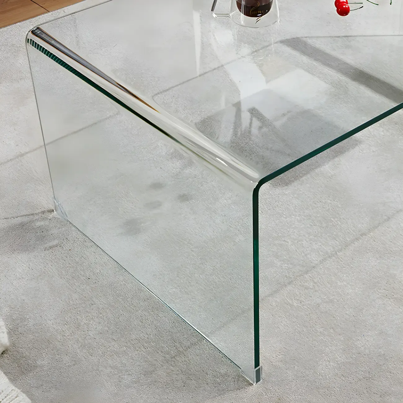 Stylish Clear Glass Nightstand with Open Shelf