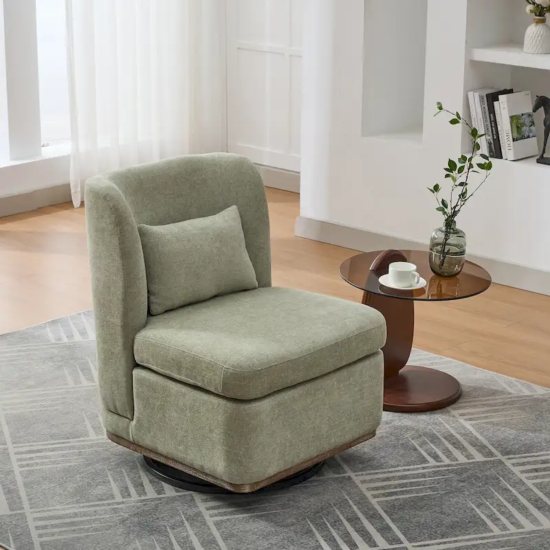 25 Seat Wide Chenille Office Accent Chair with 360 Swivel Metal Base