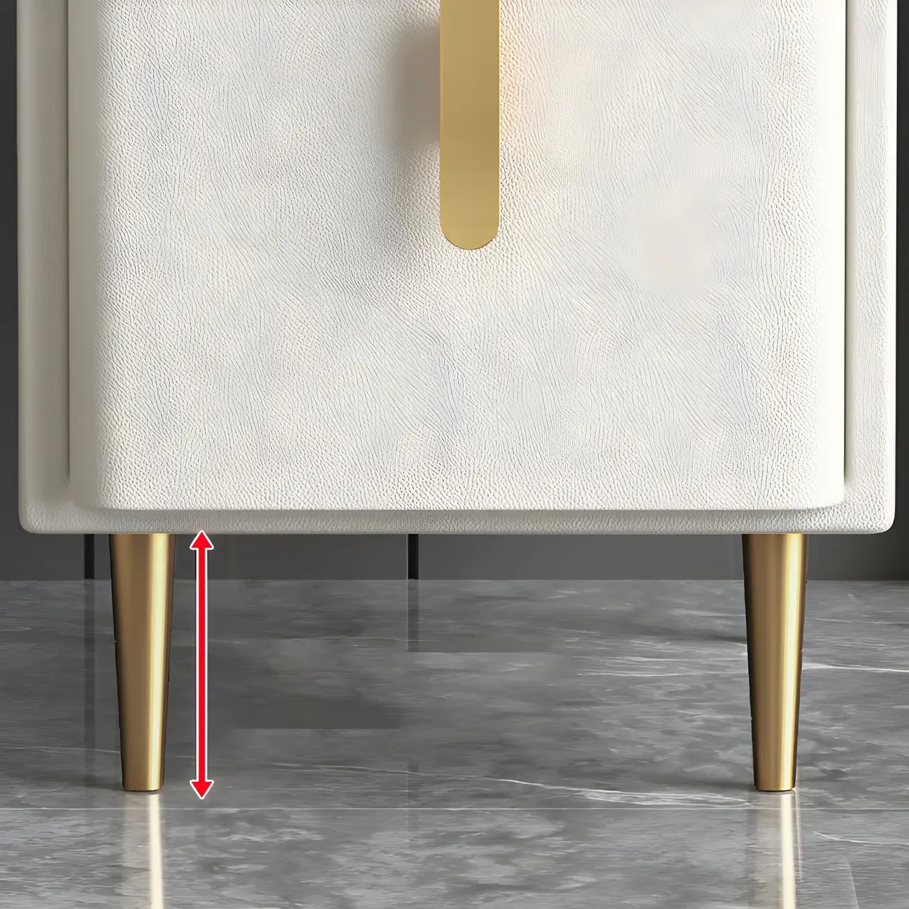 Glam Night Table with 2 Drawers – Off-White Finish