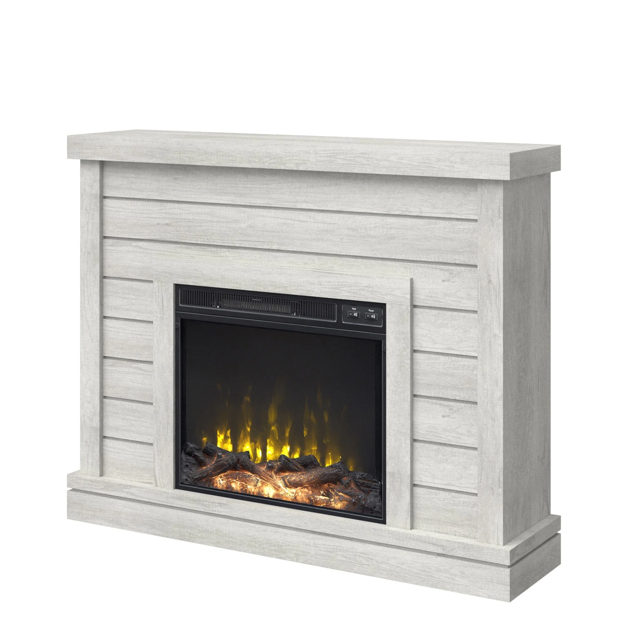 Farmhouse Shiplap Wall Mantel with Electric Fireplace