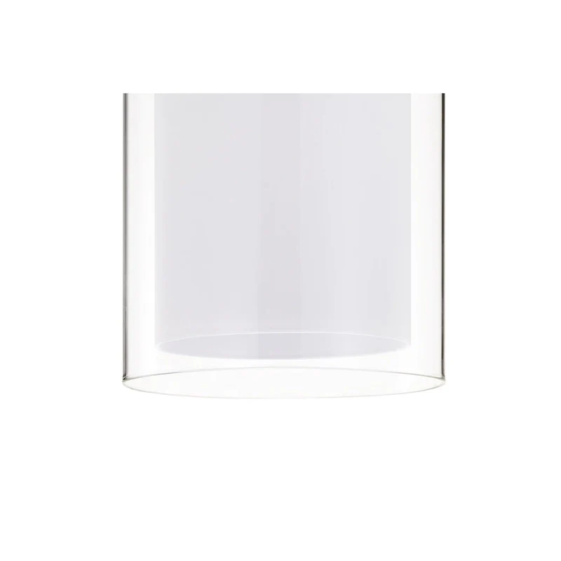 Daley 1-Light Matte Black Double Shaded Mini Pendant Light with Clear Glass and White Glass Shades