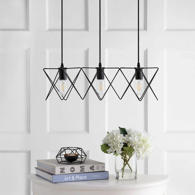 SAFAVIEH Lighting Cyndie Adjustable 3-Light Led Black Pendant - 24 x8.5 x10.3-82.3  - 24Wx9Dx82H