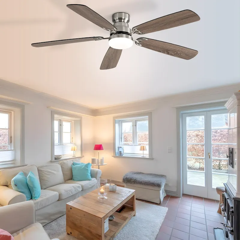 52 inch Ceiling Fan with Remote,Flush Mount and Downrd Mount,Dual Blade Finish,3CCT LED Light,Plywood Blades - 52 inches