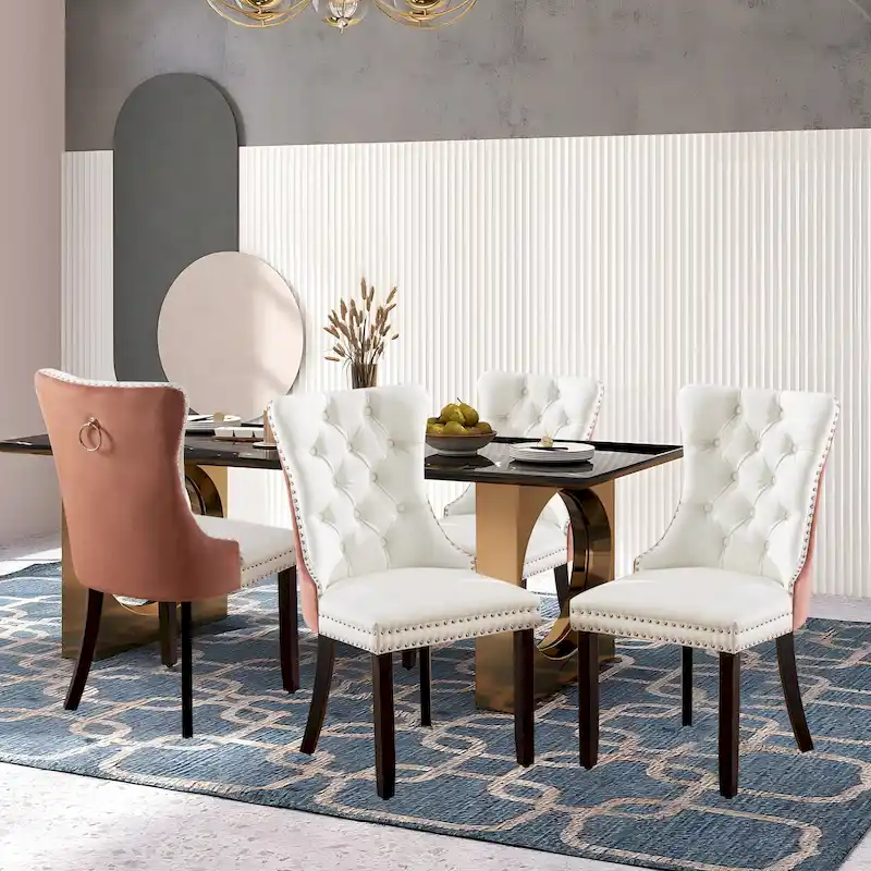 Modern Tufted Velvet Side Dining Chairs (Set of 4)
