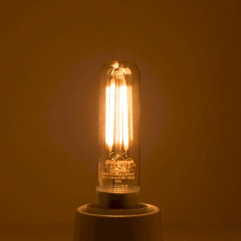 Bulbrite Pack of (4) 2.5 Watt Dimmable Antique Filament T6 Candelabra (E12) LED Bulb - 160 Lumens, 2100K, and 90 CRI