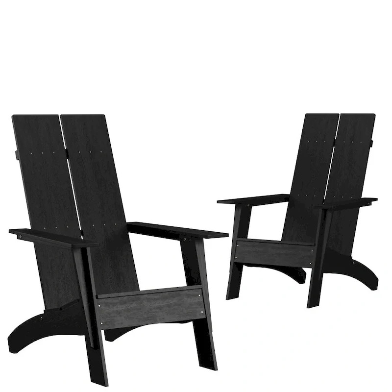 Modern Dual Slat Back Adirondack Style Chairs, Set of 2
