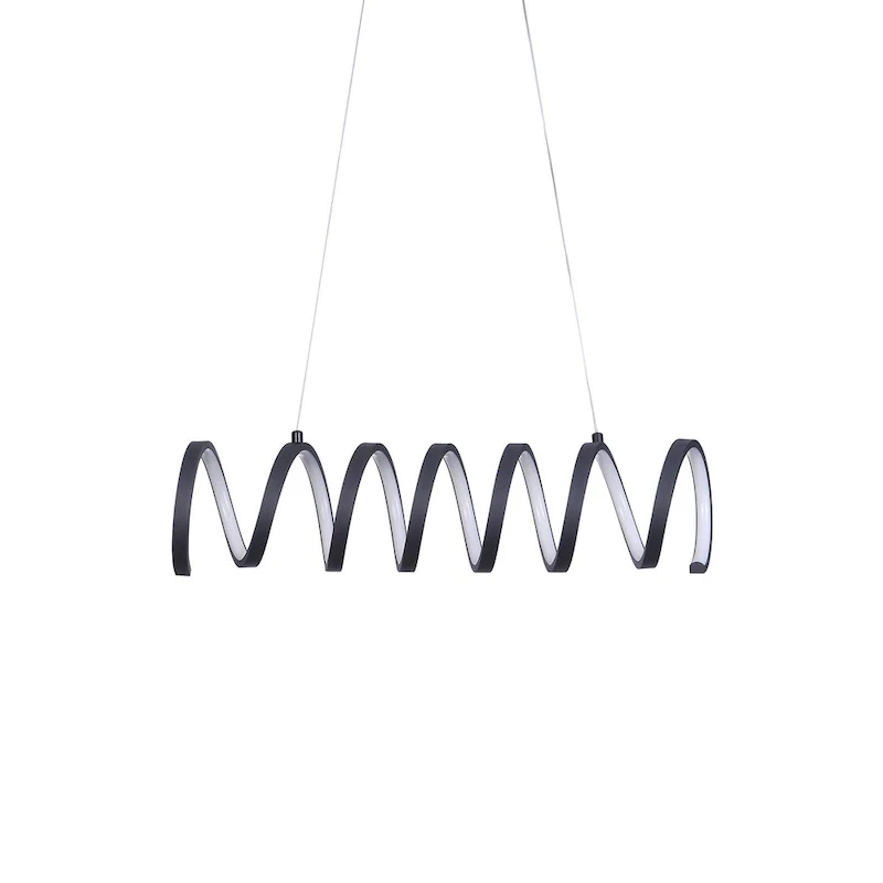 Modern Ceiling Pendant Light, Suspended Aluminum Spiral Loop, 23 Inch
