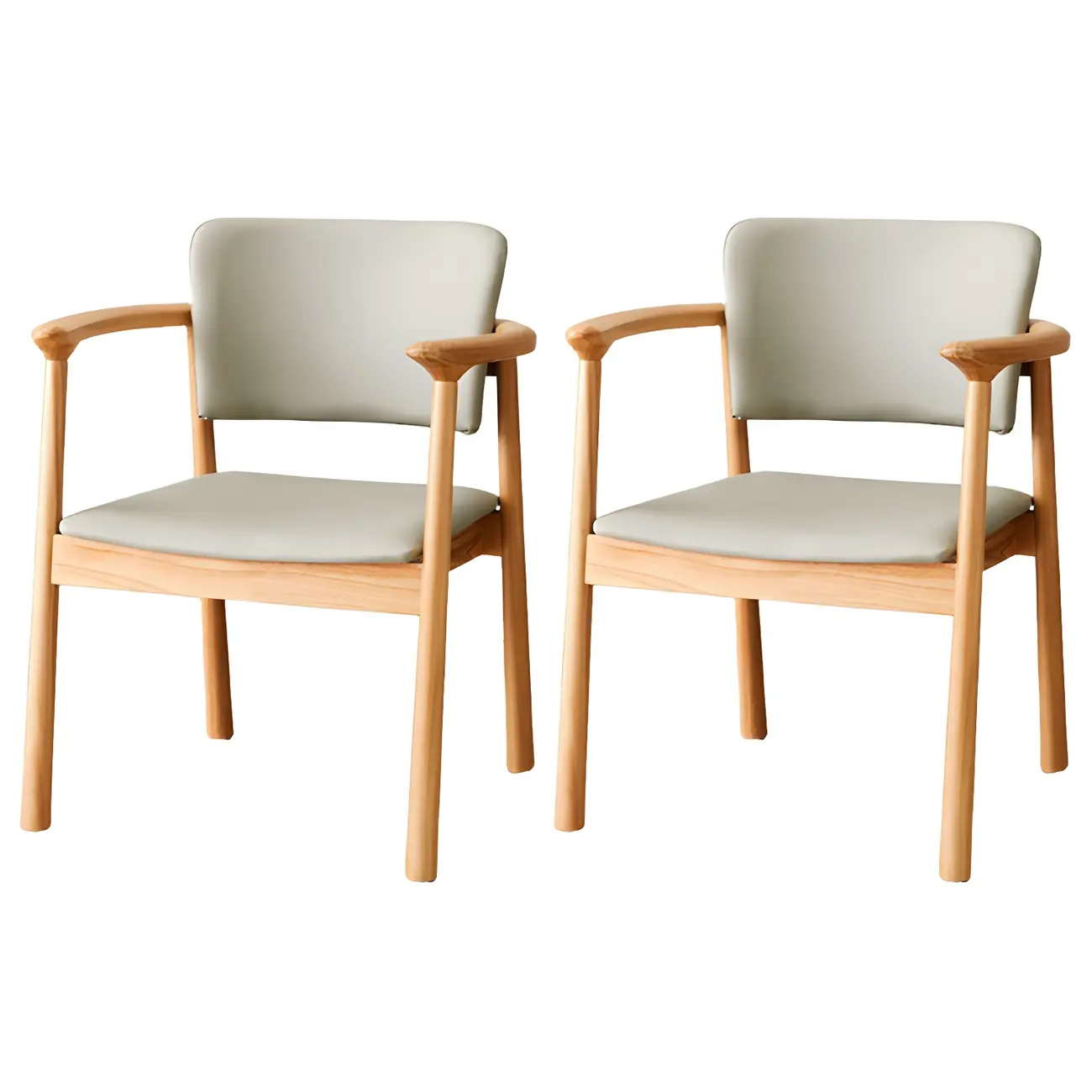 Modern Upholstered Rubberwood Arm Dining Chair Set of 2