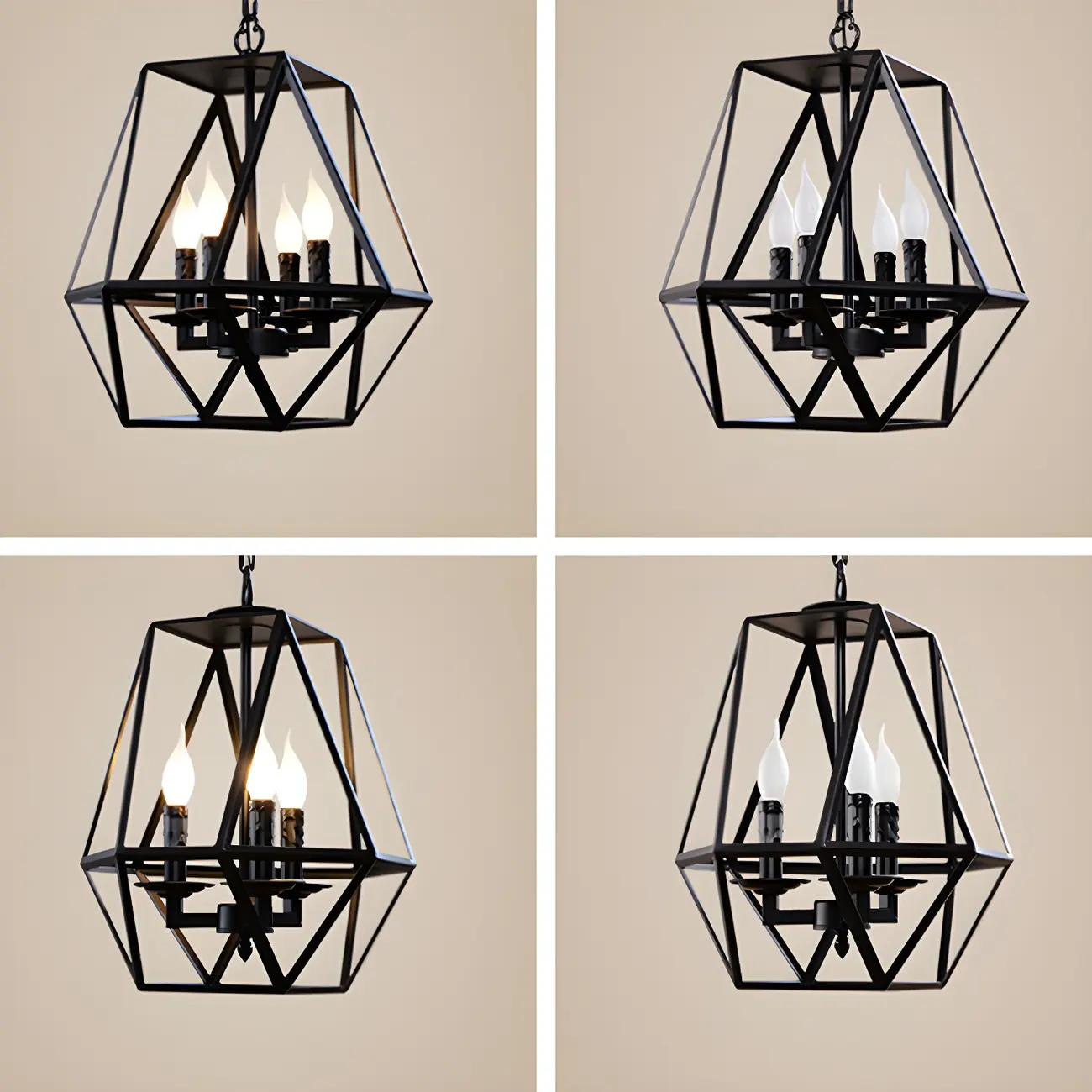 Black Geometric Iron Frame Modern Chandelier