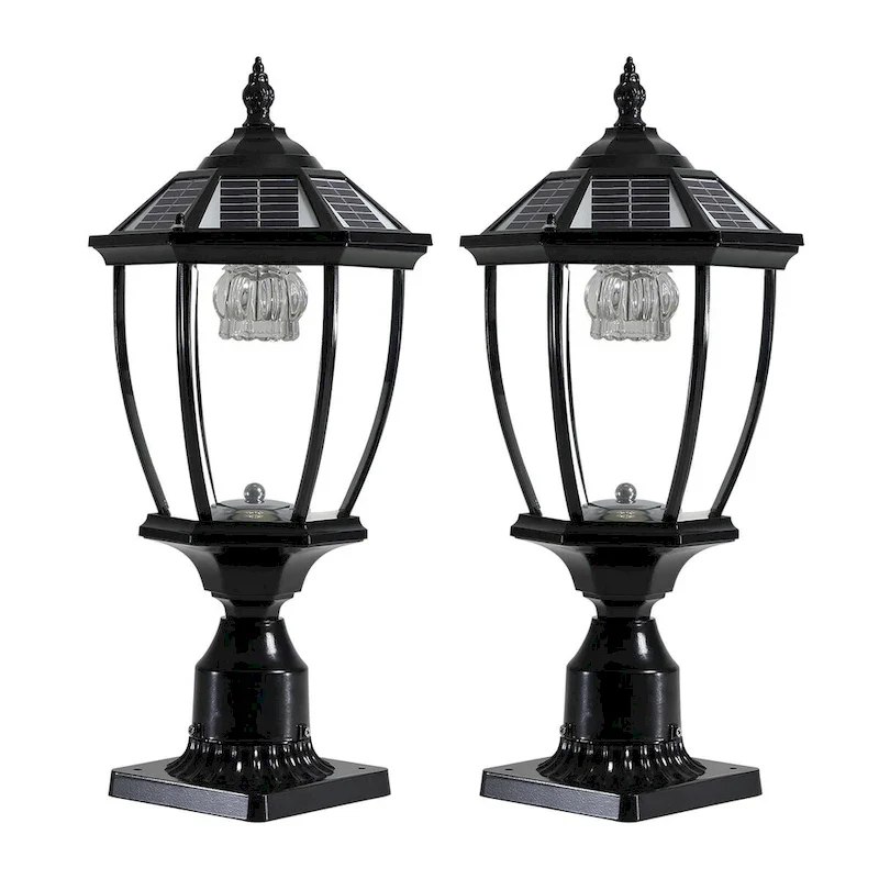 Solar Column Headlights With Dimmable LED(2 pack) - 9.45 L * 9.45 W * 20.08 H