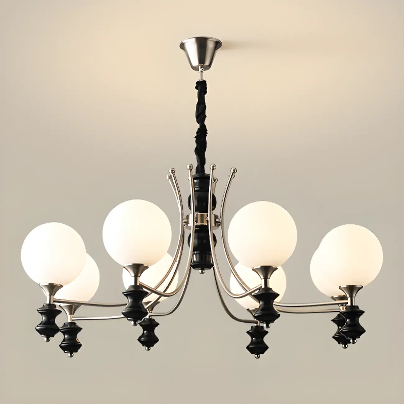 Multi-Light Globe Chandelier with White Glass Shades