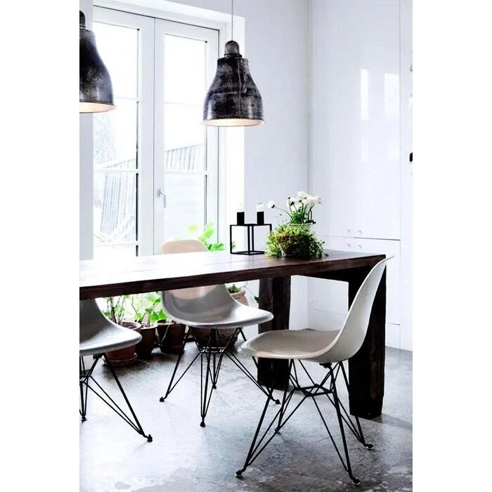 Modern Plastic Accent Designer Side Dining Matte Chair With Dark Black Wire Chrome Legs Base