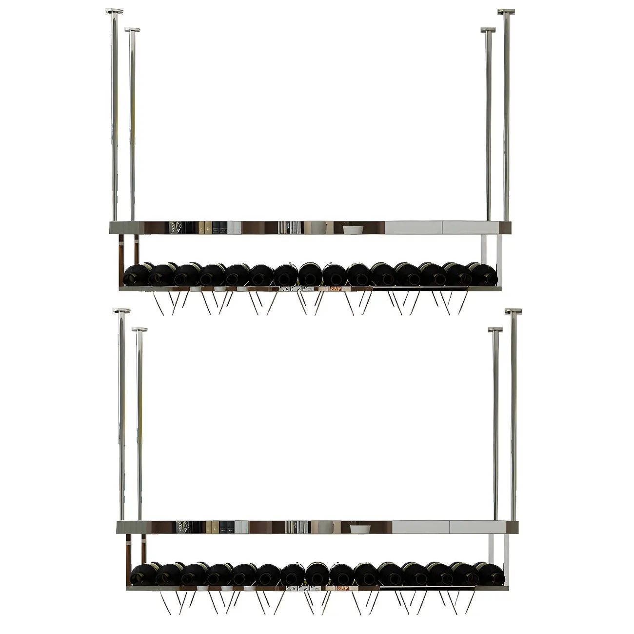 Modern Metal Hanging Wine Rack with Glass Holder