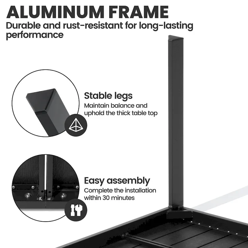 7-Piece Patio Dining Set Aluminum Dining Table with Umbrella Hole and Stackable Chairs