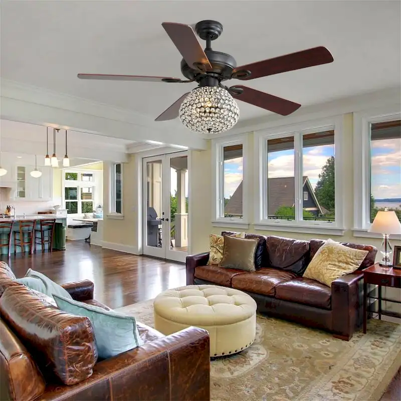 Crystal Ceiling Fan With 3 Speed Wind 5 Plywood Blades