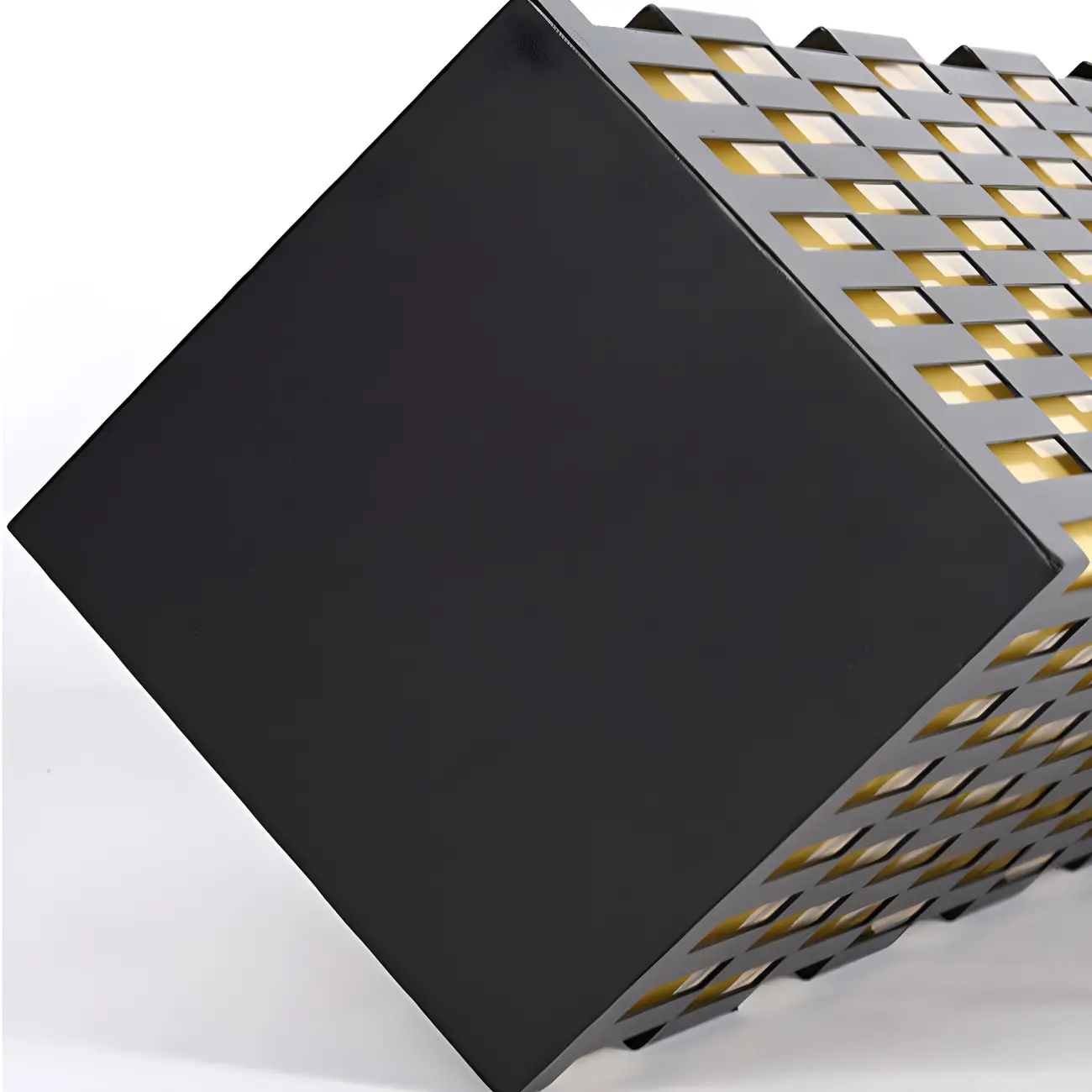 Black Metal Grille Rectangle Warm Light Post Cap Light