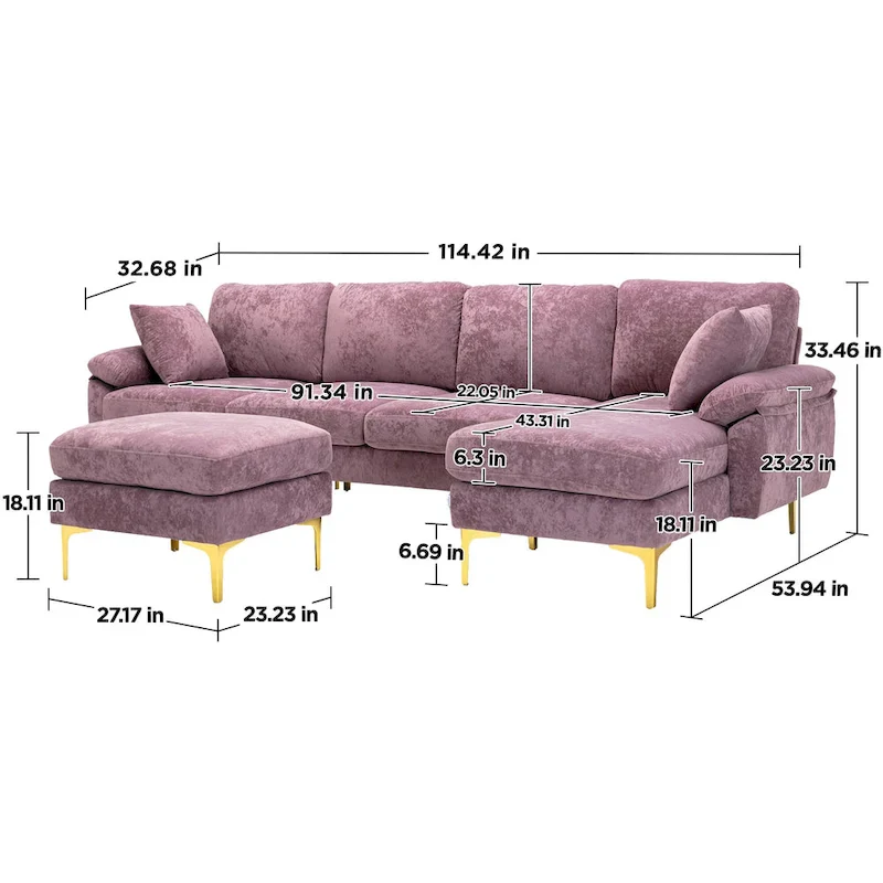 Kata 115 Sectional Sofa with Ottman