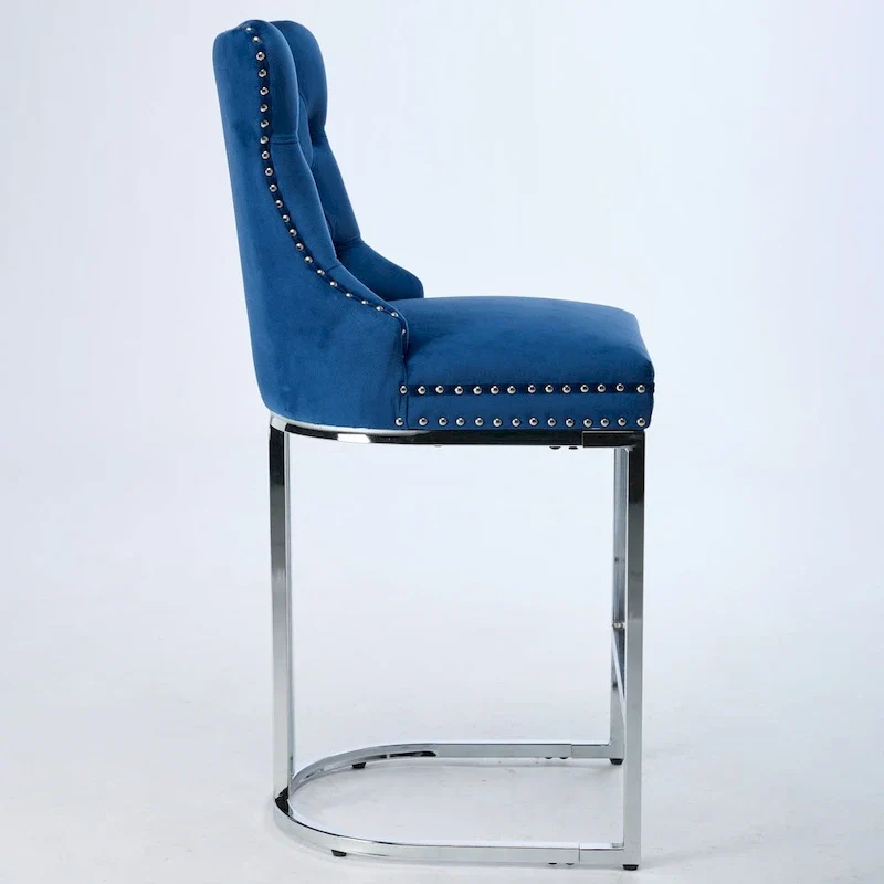 Modern Velvet Barstools 26 Counter Height Kitchen Island Chairs,Set of 2