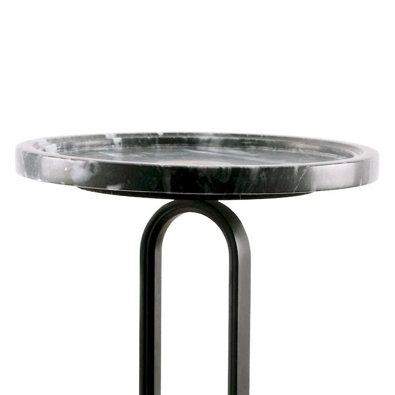 12 Grey Round Marble Metal Marble Pedestal End Table