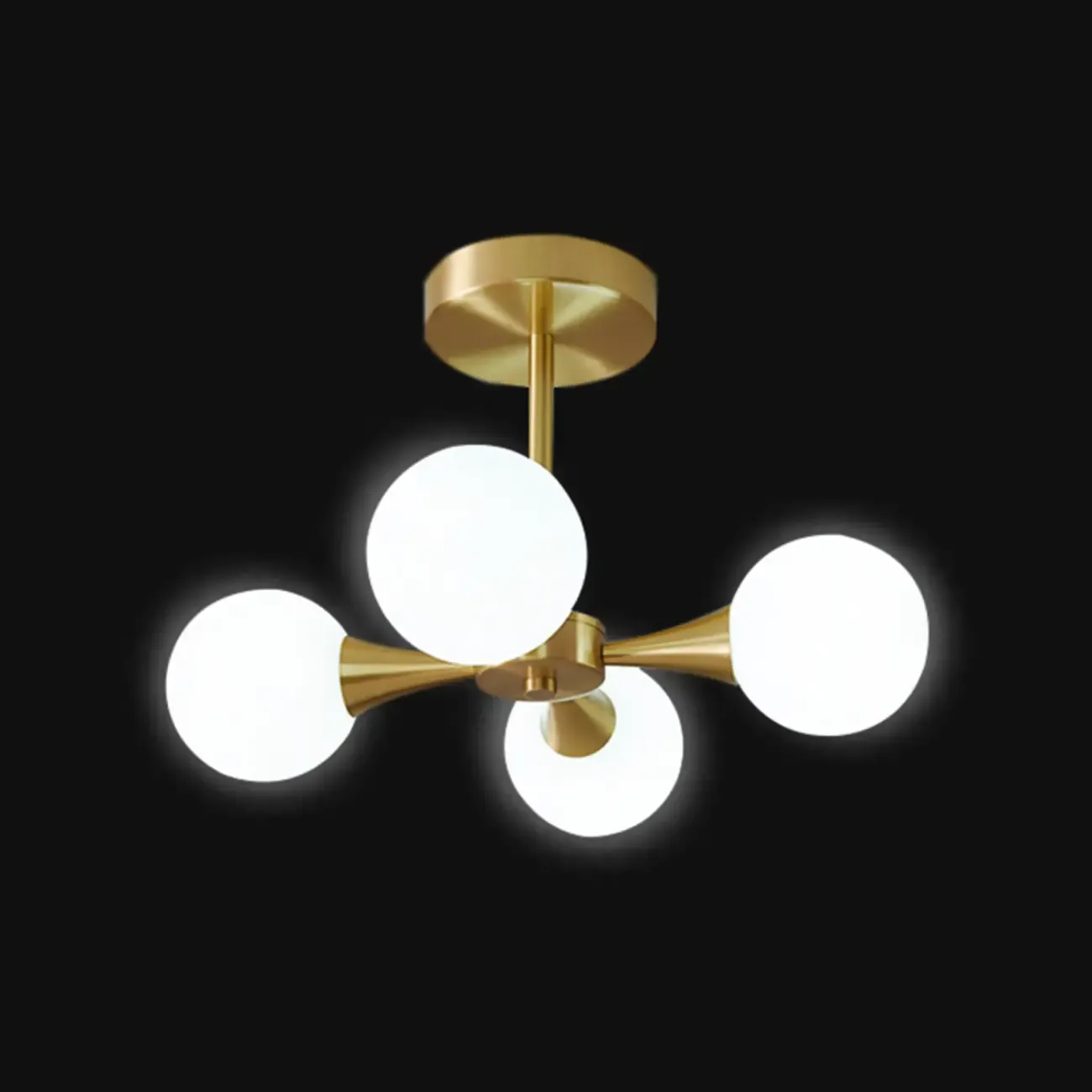 Modern Gold Glass Ball Semi Flush Mount Ceiling Light