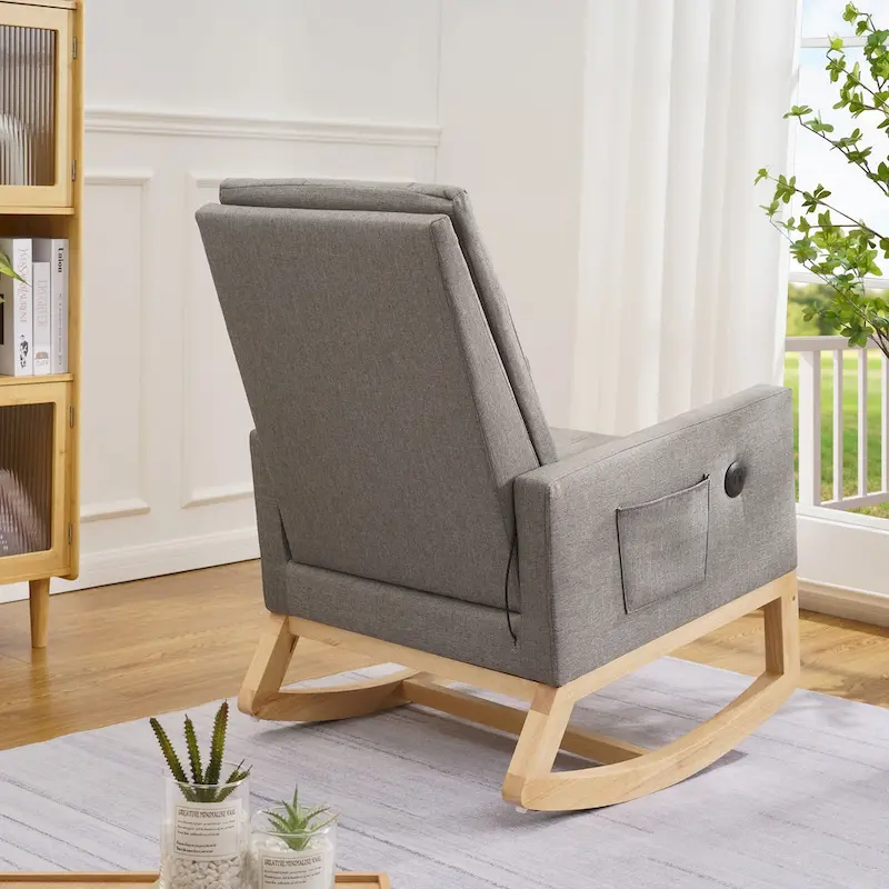 Adjustable Rocking Chair, Nursery Glider Chair with Adjustable High Back and Foot Rest
