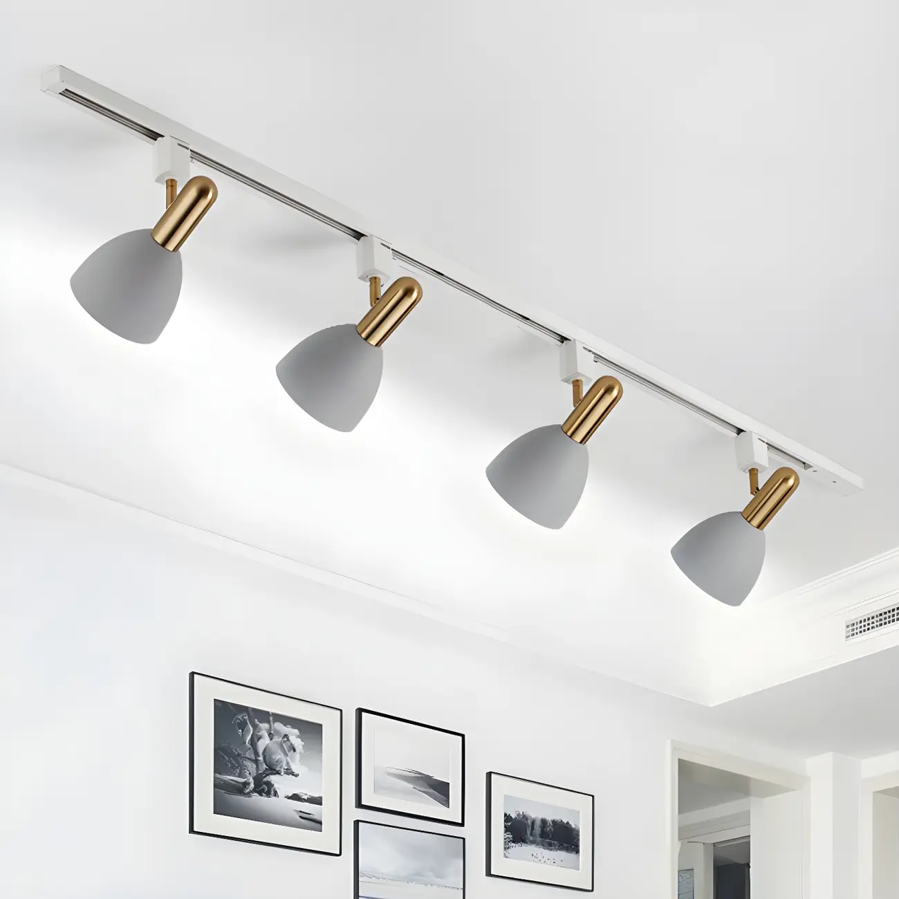 4-Light Modern Metal Dome Shade Slidable LED Track Light