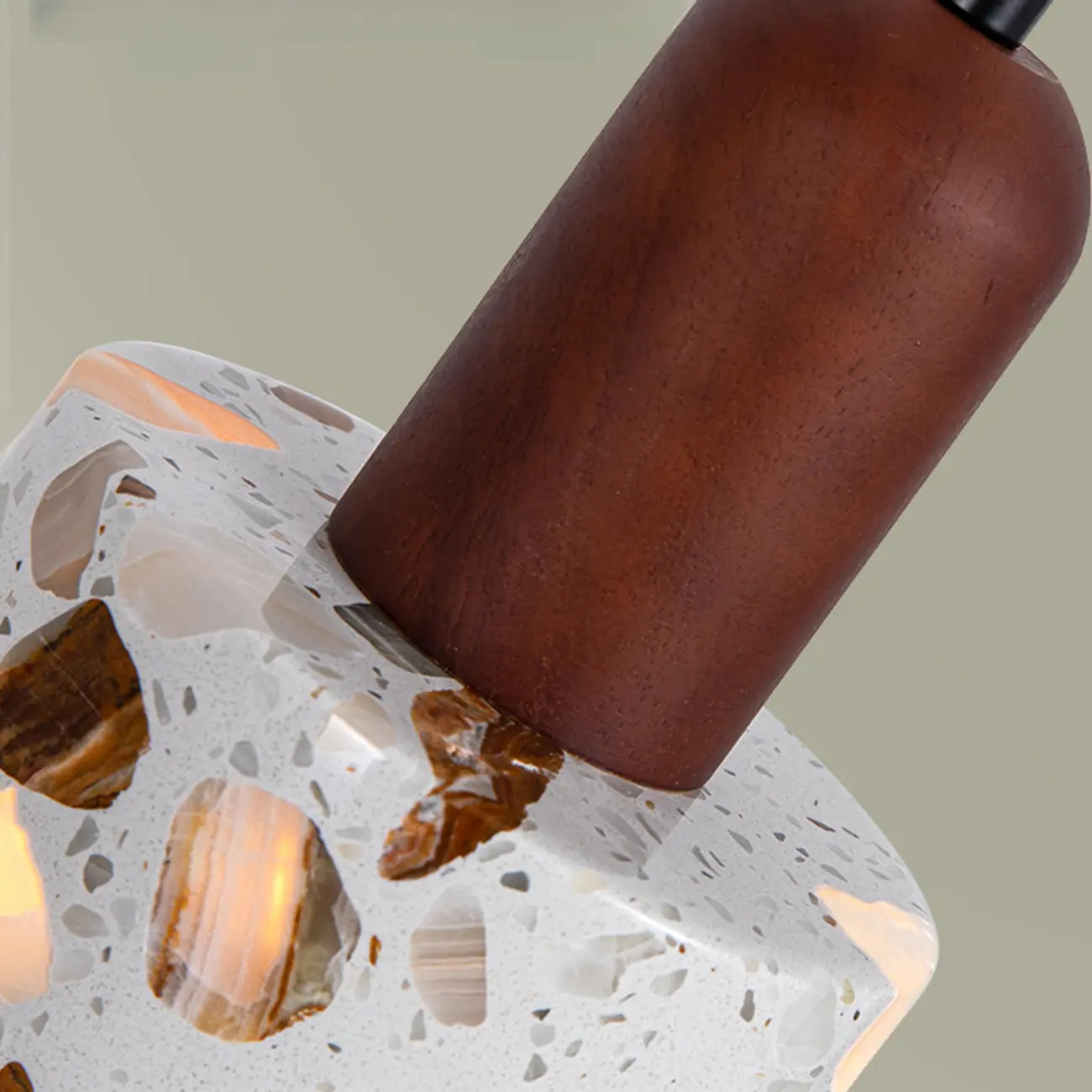Modern Terrazzo Cylinder Brass Pendant Light